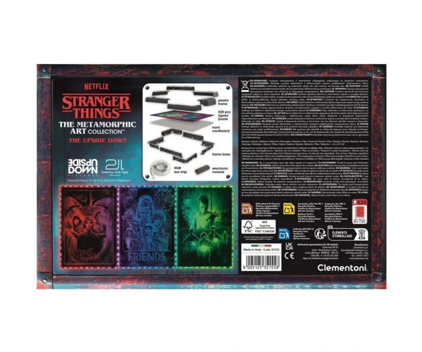 Puzzle Stranger Things cu 520 de piese, cu ramă și iluminare LED RGB – Clementoni