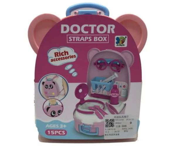 Set de joacă doctor pink ursuleț suport cu accesorii
