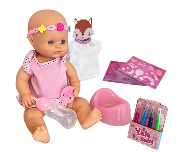 Jenny: Păpușă face pipi set de marker textil lavabil și rochie desenabilă în două versiuni