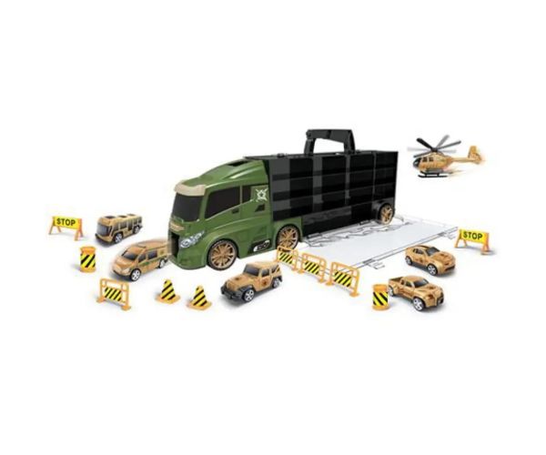 Mega camion militar set de joacă transportabilă 16 bucăți