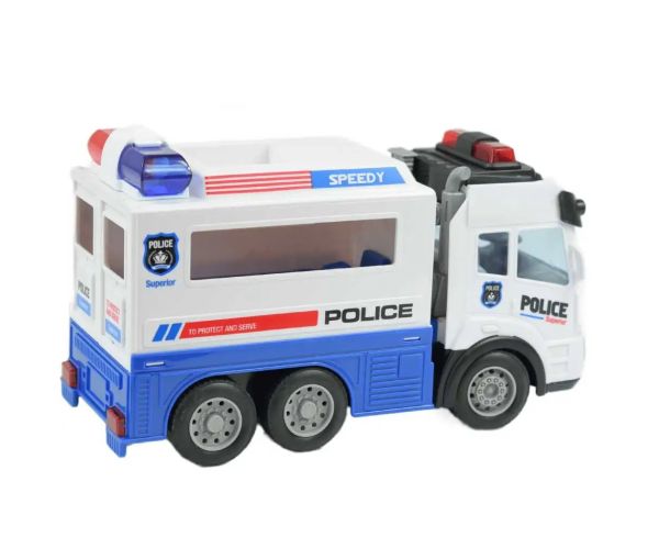 Mașină de poliție transport prizonier cu telecomandă RC cu efecte de lumină scară 1/43 27Mhz 21cm