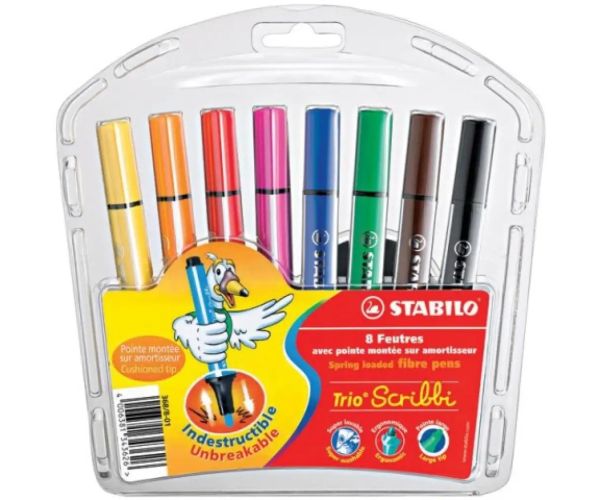 Stabilo: Trio Scribbi set de 8 markere colorate triunghiulare