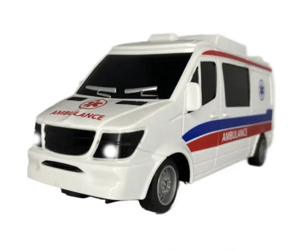 Ambulanță cu telecomandă RC cu lumină 27MHz 1/32 scară 25cm