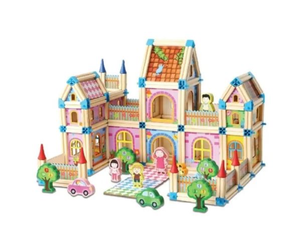 Castel de joacă din lemn cu accesorii