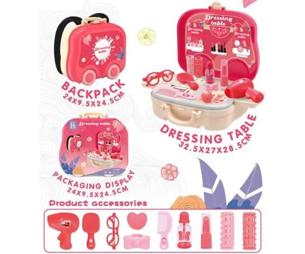 Set de coafor culoarez roz 2in1 în valiză tip troler cu accesorii