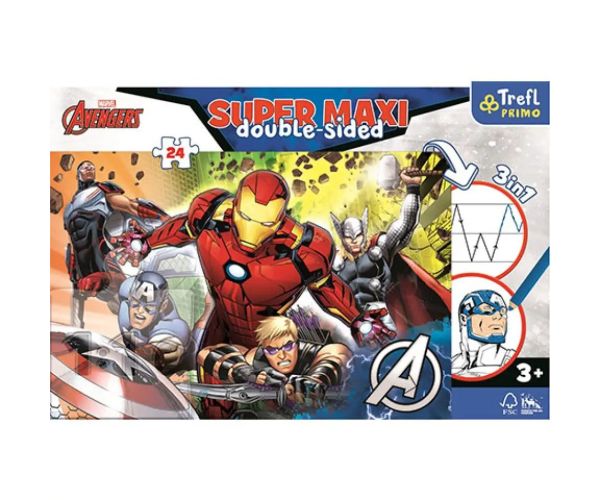 Avengers SuperMaxi cu două fețe 3 in 1 puzzle 24 bucăți
