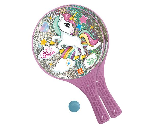 Set de tenis de plajă cu unicorn și minge