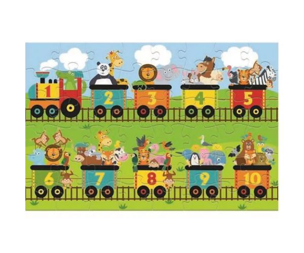 Numere vesele 48 bucăți puzzle covor 90x60cm