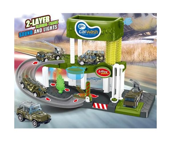 Car Wash mai multe etaje cu vehicule, sunete și lumini