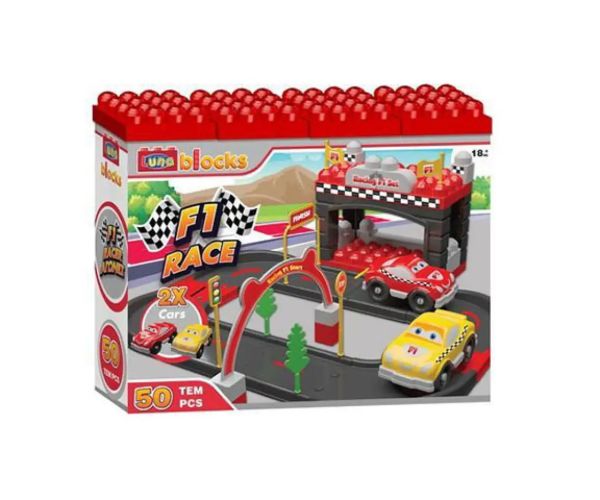 Luna Blocks Formula 1 set pistă de concurs cu mașinuțe