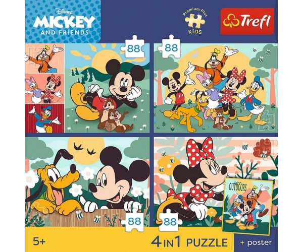 Disney Mickey Mouse și prietenii – 4 x 88 bucăți Premium Plus Kids puzzle – Trefl