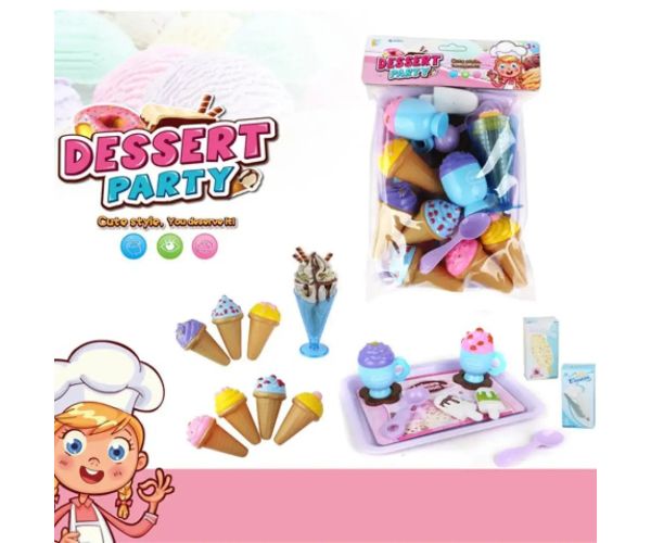 Set de joacă cu înghețată din plastic colorat cu accesorii