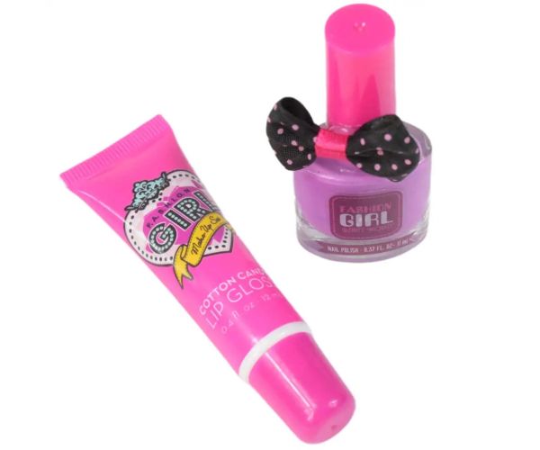 Fashion Girl: Set mare de machiaj cu cretă de păr, luciu de buze și accesorii