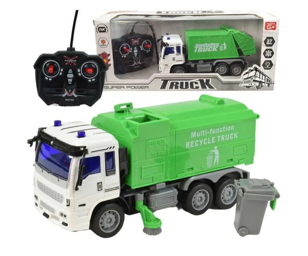 Camion de gunoi ​​cu telecomandă RC cu efecte de lumina 27MHz 20cm in diverse versiuni 1bucată
