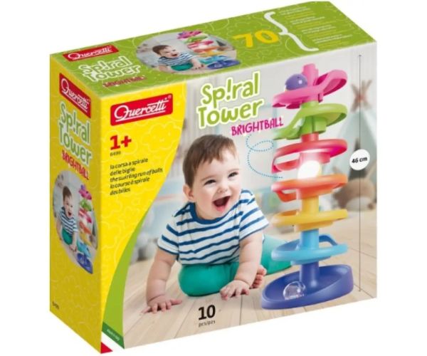 Quercetti: Spiral Tower pistă de biluțe baby cu bilă care luminează