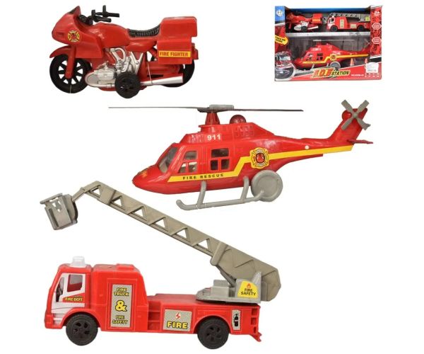 S.O.S. Station: 3 bucăți set de pompieri cu elicopter