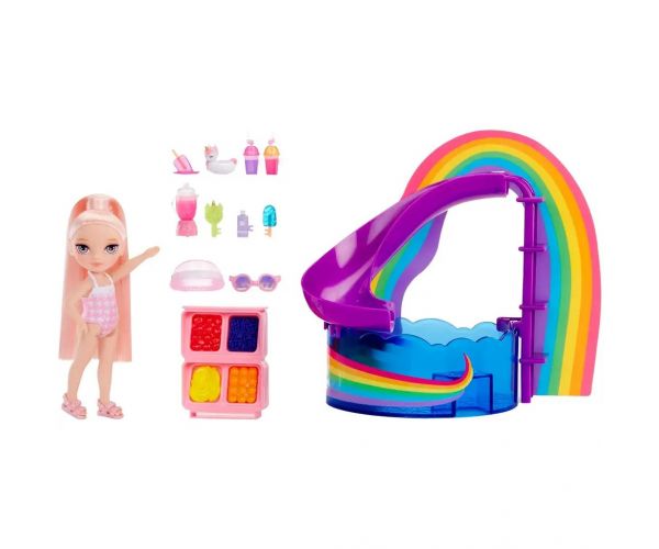 Rainbow High: Set de joacă petrecere la piscină cu păpușa Blush Parker