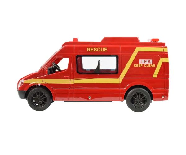 Microbuz roșu de pompieri cu telecomandă RC cu efecte de lumină 2,4 GHz 1/12 scară 30