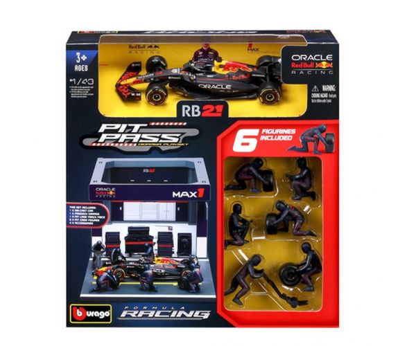 Bburago: Mașină de curse F1 - Red Bull RB21 Pit / Max Verstappen 1/43