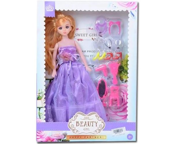 Prințesă păpușă în haine mov 30cm