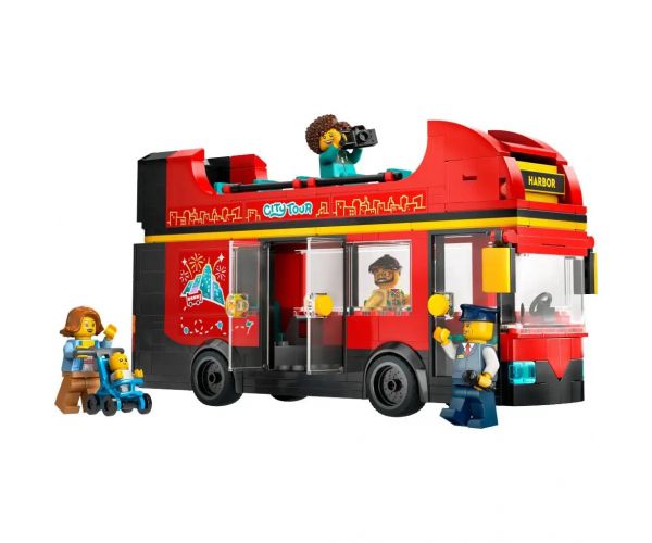 LEGO® City: Autobuz turistic roșu cu etaje (60407)