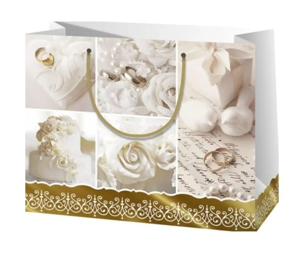 Pungă cadou exclusivă pentru nuntă dimensiune 27x14x33cm