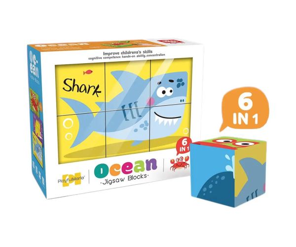 6 în 1 cub de poveste puzzle - Ocean