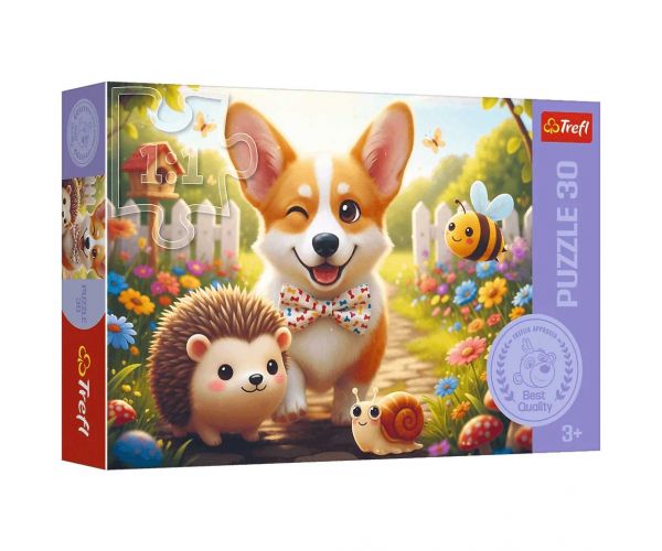 O zi cu un câine Corgi puzzle de 30 de piese - Trefl