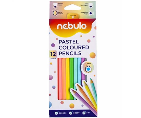 Nebulo: set creioane colorate pastel de 12 bucăți