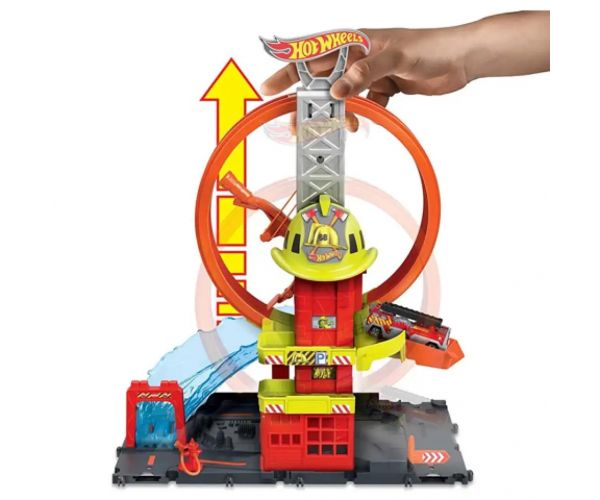 Hot Wheels City: Statie de pompieri set de joacă - Mattel