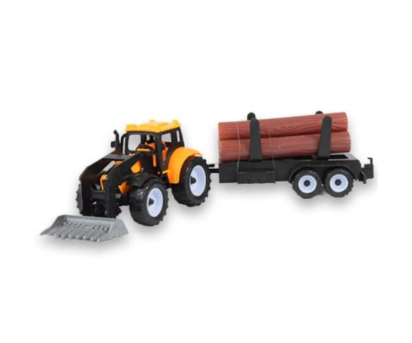 Engineering Truck: Set de mașini de lucru două părți cu transportor de bușteni și tractor cu remorcă