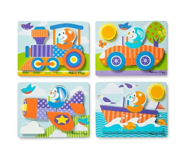 Vehicule lemn puzzle uriaș - Melissa & Doug