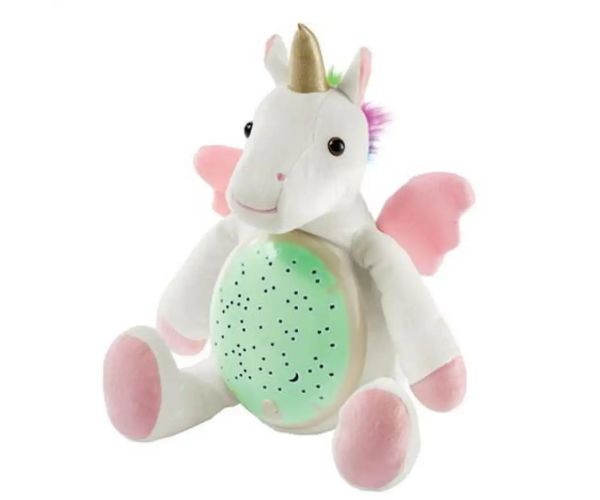Pluș unicorn proiector cu LED lumini 25x27x19cm