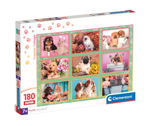 Câini și pisici Super puzzle 180 de piese - Clementoni