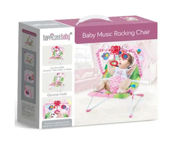 Scaun de odihnă muzicală și vibrație culoare pink cu model zebră