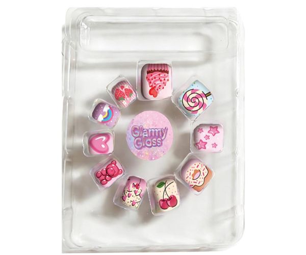 Luna: Set de unghii false colorate și modelate Glammy Gloss 24buc