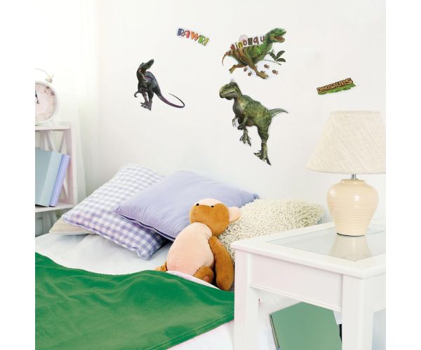 Set de autocolante de perete 3D Lumea Dinozaurilor cu poster