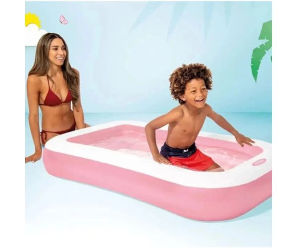 Piscină pentru copii dreptunghiulara roz 166x100x25cm - Intex