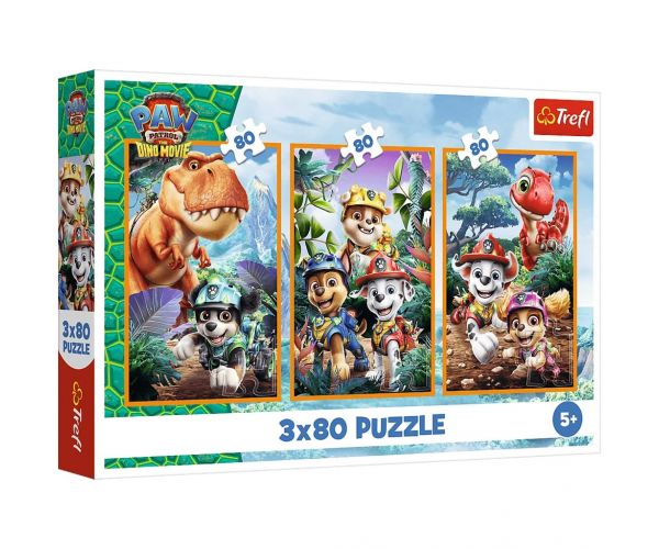 Patrula Câinilor Insula Dinozaurilor - 3 x 80 de piese puzzle - Trefl