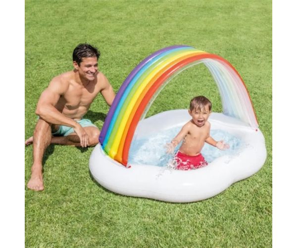 intex: Piscină baby curcubeu gonflabilă 142x119x84cm
