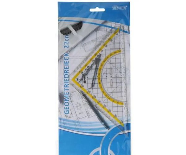 Spirit: Riglă transparentă formă triunghi cu raportor 22cm