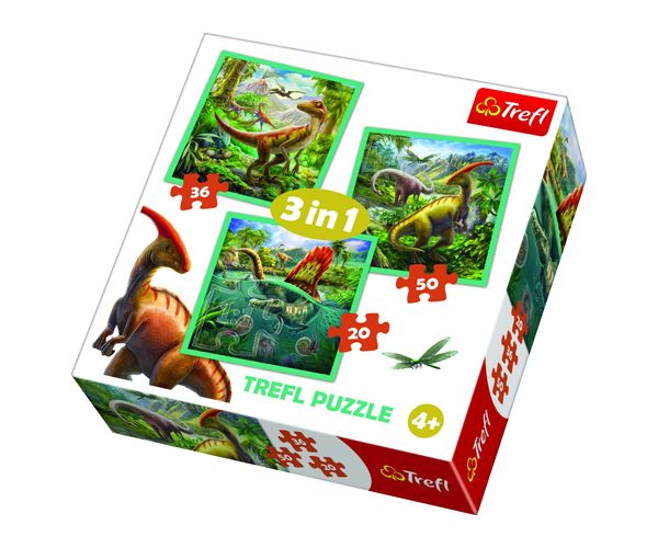 3in1 dinozauri set puzzle - Trefl