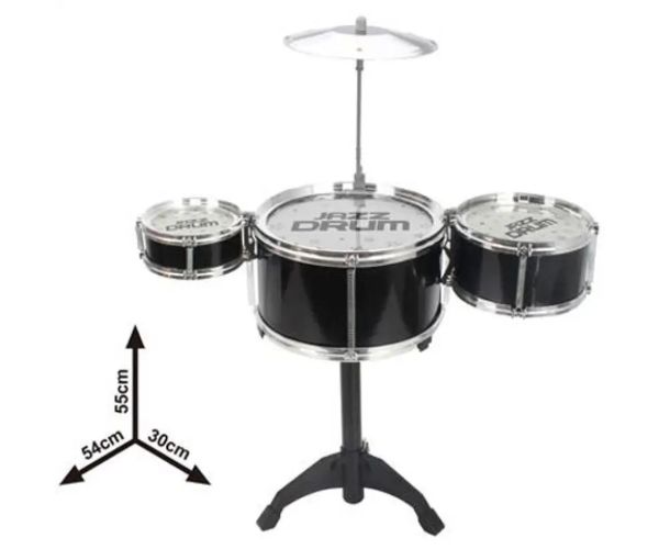 Jazz Drum stand 4 părți culoarea neagră set jucărie