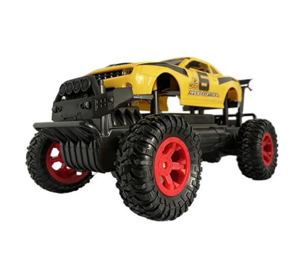 RC Off-Road mașină de jucărie galbenă Camaro cu lumină 27 MHz 29cm 1/14 scală
