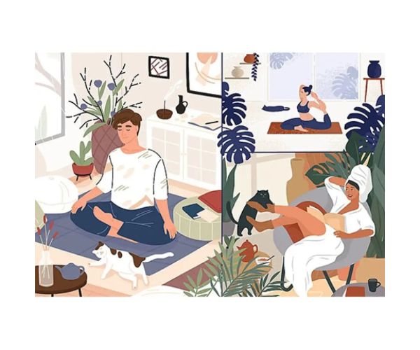 Yoga, Cats, Coffee Pace spirituală 1000 bucăți UFT puzzle - Trefl
