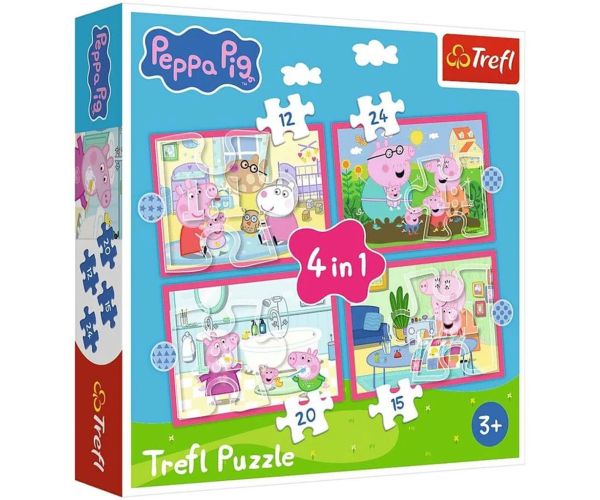 Peppa porcușor - 4 în 1 puzzle de 12,15,20,24 piese - Trefl