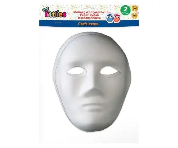 The Littlies: mască de hârtie albă lungă care se poate decora 2 bc set