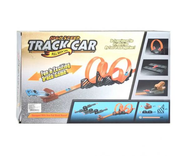 Track Car: Dinozaur Set pistă de curse cu 2 bucle de 360 ​​de grade și 2 mașini 1/64