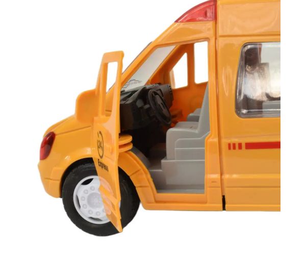 Special Car: Mașină de curierat rapid galben cu lumină și sunet, funcție pull-back 24cm