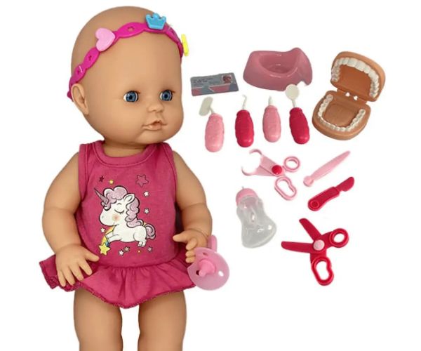 Jenny: Păpușă face pipi 12 bucăți cu set de joacă dentist două variante